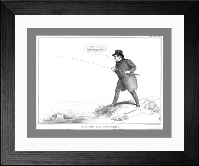 Framed Print : Fishing for Gudgeons, 1835. Creator: John Doyle Framed Print : Fishing for Gudgeons, 1835. Creator: John Doyle