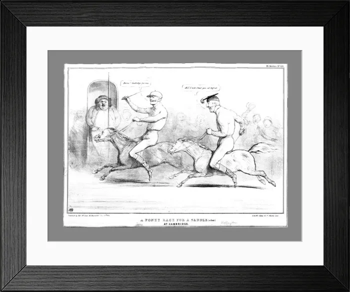 Framed Print : A Poney Race for a Saddle (a Seat) at Cambridge, 1834. Creator: John Doyle Framed Print : A Poney Race for a Saddle (a Seat) at Cambridge, 1834. Creator: John Doyle