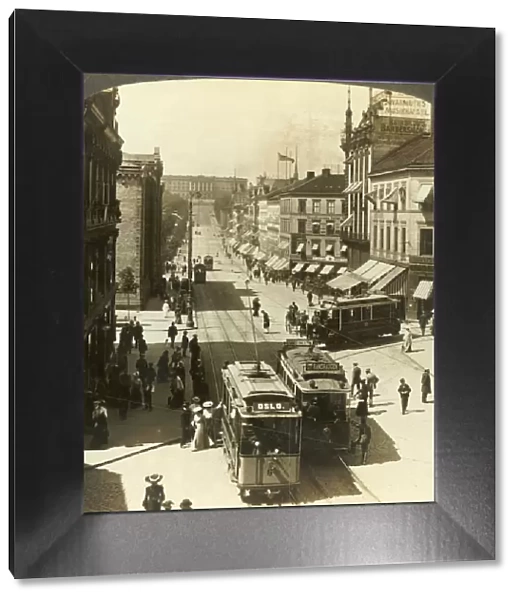 Karl Johan Street, W. N. W. to the Royal Palace, Christiania, Norway, c1905. Creator: Unknown