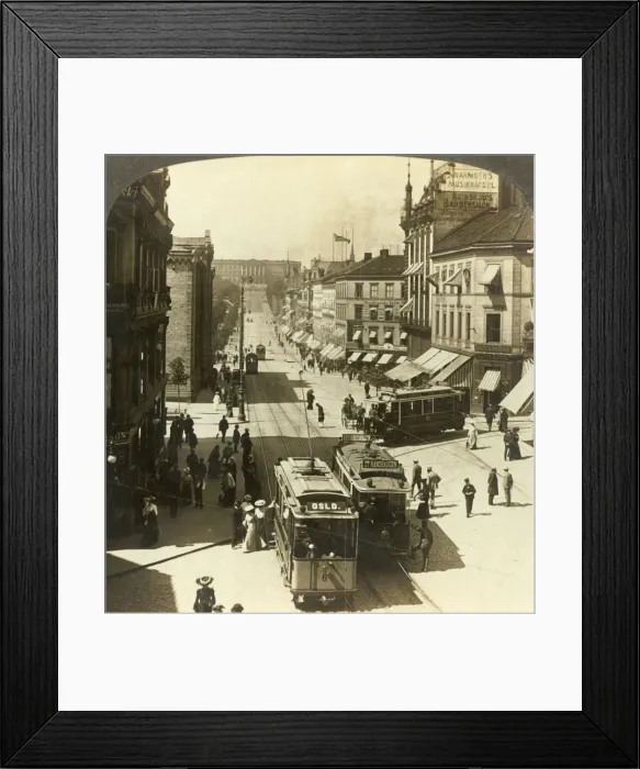 Framed Print : Karl Johan Street, W. N. W. to the Royal Palace, Christiania, Norway, c1905. Creator: Unknown Framed Print : Karl Johan Street, W. N. W. to the Royal Palace, Christiania, Norway, c1905. Creator: Unknown