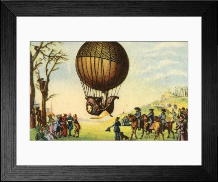 Framed Print : First manned ascent of a hydrogen balloon, Paris, France, 1 December 1783, (1932) Framed Print : First manned ascent of a hydrogen balloon, Paris, France, 1 December 1783, (1932)