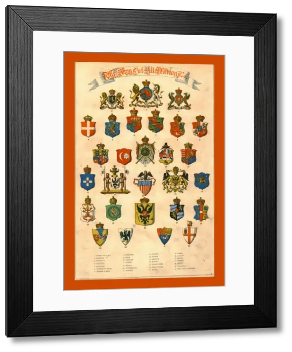 Framed Print : The Arms of All Nations, 1858. Creator: Unknown Framed Print : The Arms of All Nations, 1858. Creator: Unknown