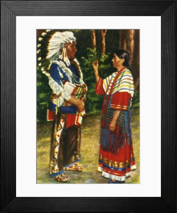 Framed Print : Native American couple, c1928. Creator: Unknown Framed Print : Native American couple, c1928. Creator: Unknown