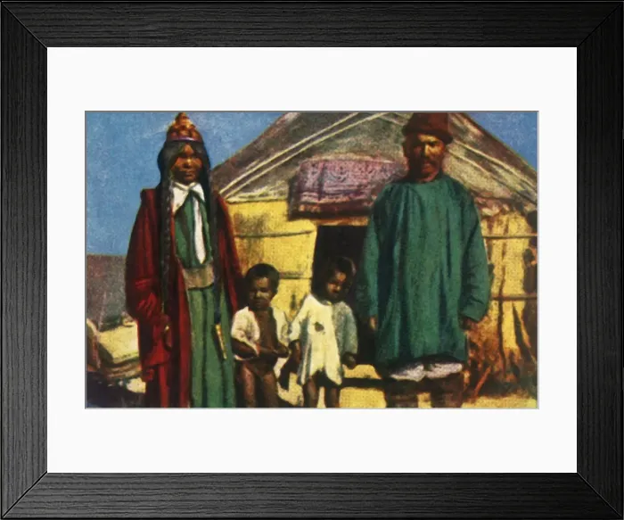 Framed Print : Nomads outside their yurt, west Mongolia, c1928. Creator: Unknown Framed Print : Nomads outside their yurt, west Mongolia, c1928. Creator: Unknown