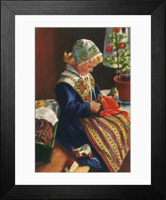 Framed Print : Swedish girl playing with dolls, c1928. Creator: Unknown Framed Print : Swedish girl playing with dolls, c1928. Creator: Unknown