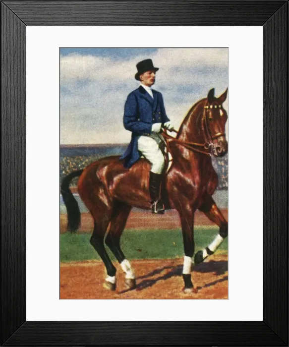 Framed Print : Carl von Langen of Germany on his horse Draufganger, 1928. Creator: Unknown