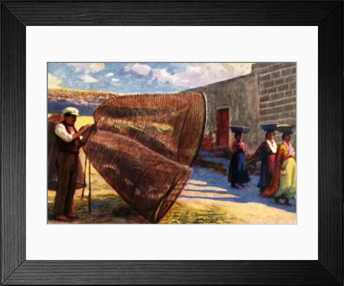Framed Print : Drying the nets, Malta, c1928. Creator: Unknown Framed Print : Drying the nets, Malta, c1928. Creator: Unknown