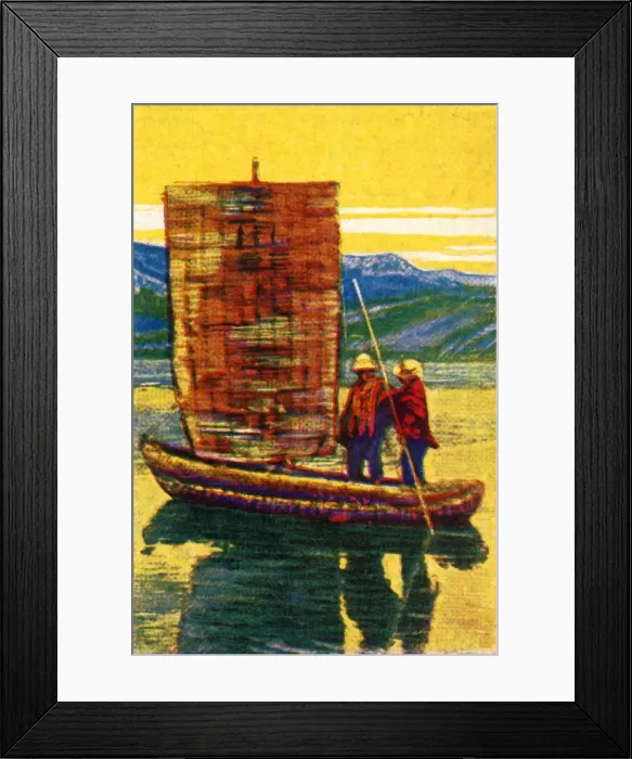 Framed Print : Bolivian sailing raft made of reeds, c1928. Creator: Unknown Framed Print : Bolivian sailing raft made of reeds, c1928. Creator: Unknown