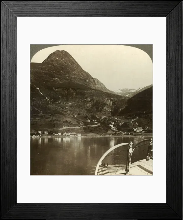 Framed Print : Marok and the giant heights behind it, S. S. E. from Geirangerfjord, Norway, c1905 Framed Print : Marok and the giant heights behind it, S. S. E. from Geirangerfjord, Norway, c1905