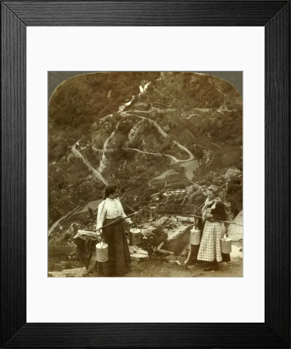Framed Print : Zigzags of the famous Grjotlid road - mountain milk-maids along the way near Marok Framed Print : Zigzags of the famous Grjotlid road - mountain milk-maids along the way near Marok