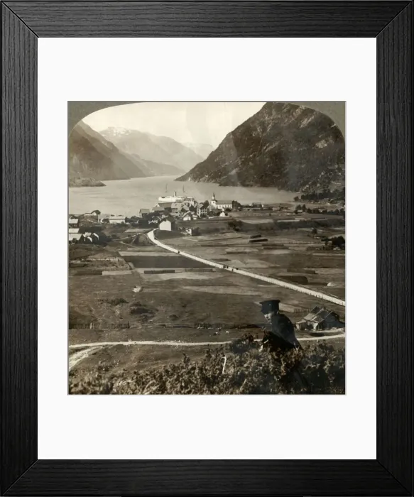 Framed Print : Village roofs and sunny fields of Odde, N. up the narrow mountain-walled Sorfjord, Norway, 1905 Framed Print : Village roofs and sunny fields of Odde, N. up the narrow mountain-walled Sorfjord, Norway, 1905