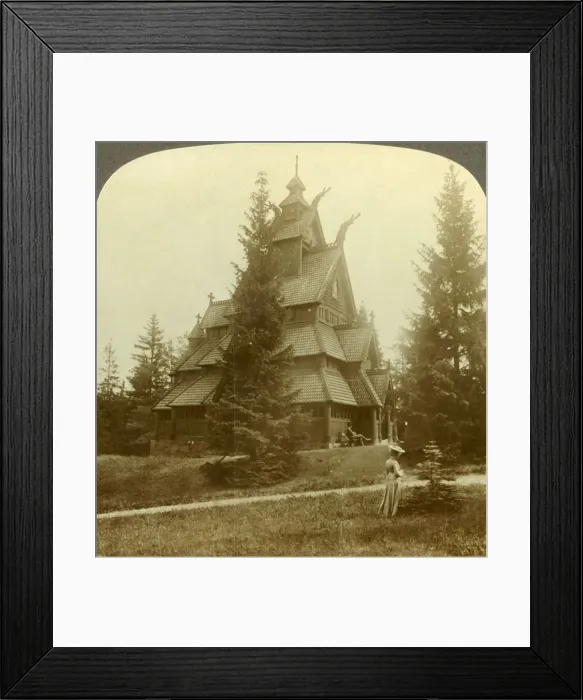 Framed Print : The old Church of Gol, a quaint 12th cent. Building at Osoarshal, Norway, c1905 Framed Print : The old Church of Gol, a quaint 12th cent. Building at Osoarshal, Norway, c1905