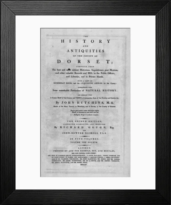 Framed Print : Title page of The History and Antiquities of the County of Dorset, 1815. Creator: Unknown Framed Print : Title page of The History and Antiquities of the County of Dorset, 1815. Creator: Unknown