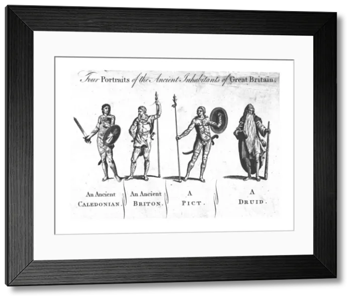 Framed Print : Four Portraits of the Ancient Inhabitants of Great Britain, c1780. Creator: Unknown Framed Print : Four Portraits of the Ancient Inhabitants of Great Britain, c1780. Creator: Unknown