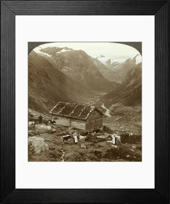Framed Print : From the mountain inn at Vidde saeter down the Vidde valley - Mt. Skaala in right distance Framed Print : From the mountain inn at Vidde saeter down the Vidde valley - Mt. Skaala in right distance