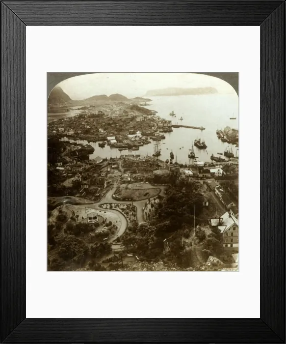 Framed Print : Restoring a burned city - Aalesund, an island port, and important cod-fish market Framed Print : Restoring a burned city - Aalesund, an island port, and important cod-fish market