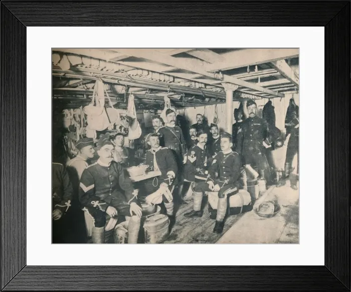 Framed Print : Soldiers in a Cabin of a Transport, c1900. Creator: Unknown Framed Print : Soldiers in a Cabin of a Transport, c1900. Creator: Unknown