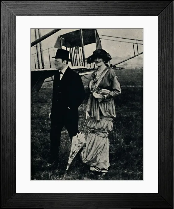 Framed Print : Mr. and Mrs. Churchill at an Air-Meeting at Hendon, c1910s, (1945). Creator: Unknown Framed Print : Mr. and Mrs. Churchill at an Air-Meeting at Hendon, c1910s, (1945). Creator: Unknown