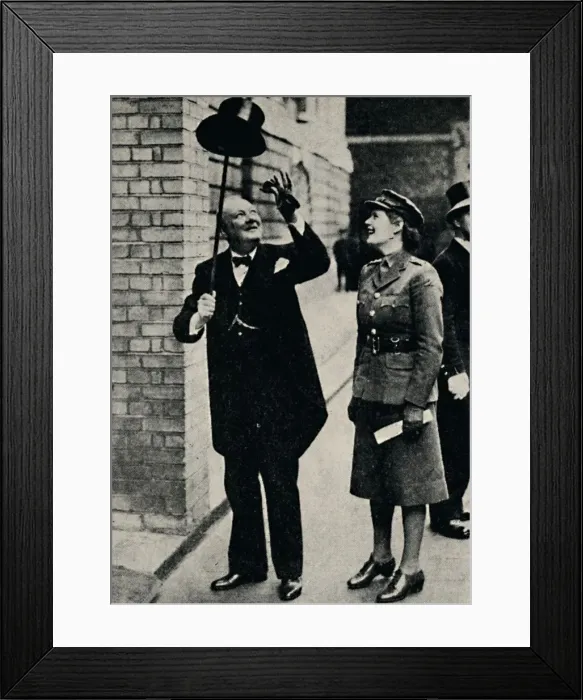 Framed Print : Mr. Churchill in a Cheerful Mood, 1940s, (1945). Creator: Unknown Framed Print : Mr. Churchill in a Cheerful Mood, 1940s, (1945). Creator: Unknown