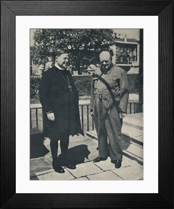 Framed Print : Archbishop of Canterbury at Number 10, Downing Street, c1943, (1945). Creator: Unknown Framed Print : Archbishop of Canterbury at Number 10, Downing Street, c1943, (1945). Creator: Unknown