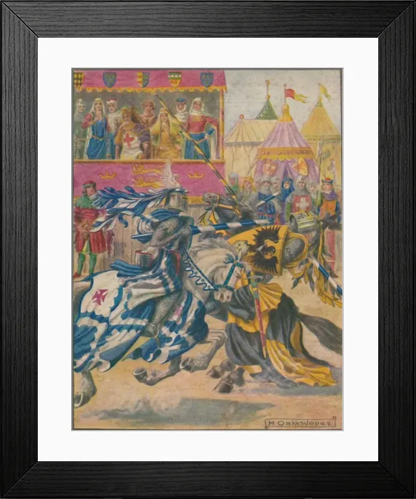 Framed Print : Jousting match, 1929. Creator: Herbert Oakes Jones Framed Print : Jousting match, 1929. Creator: Herbert Oakes Jones