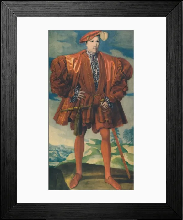 Framed Print : A Young Man in Red, c. 1550, (1948). Creator: Unknown Framed Print : A Young Man in Red, c. 1550, (1948). Creator: Unknown