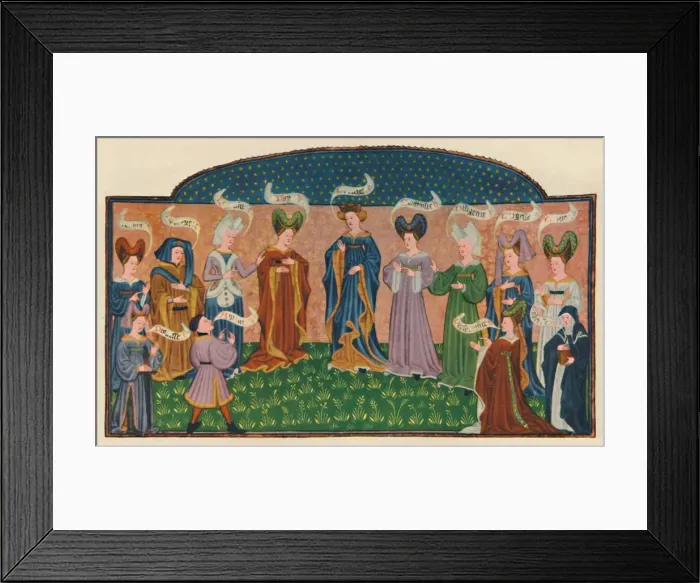 Framed Print : Allegorical Figures in Court Dress, 1445, (1948). Creator: Unknown Framed Print : Allegorical Figures in Court Dress, 1445, (1948). Creator: Unknown