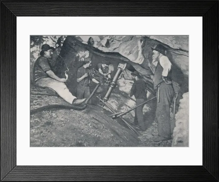 Framed Print : At Work in a Victorian Gold-Mine, 1923. Creator: Unknown Framed Print : At Work in a Victorian Gold-Mine, 1923. Creator: Unknown