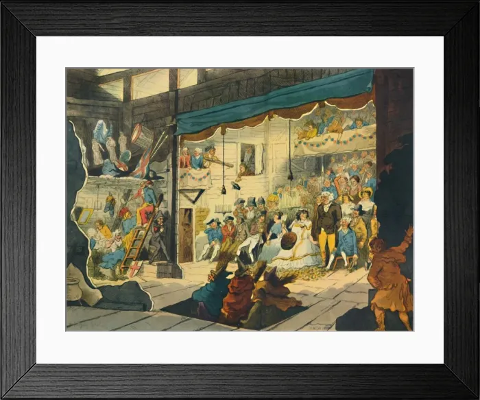 Framed Print : A Performance at a Country Barn Theatre, c1780s, (1948). Creator: WR Pyne Framed Print : A Performance at a Country Barn Theatre, c1780s, (1948). Creator: WR Pyne