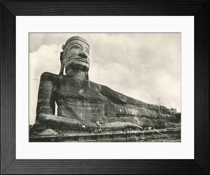 Framed Print : Reclined Buddha, Wingaba, Rangoon, 1900. Creator: Unknown