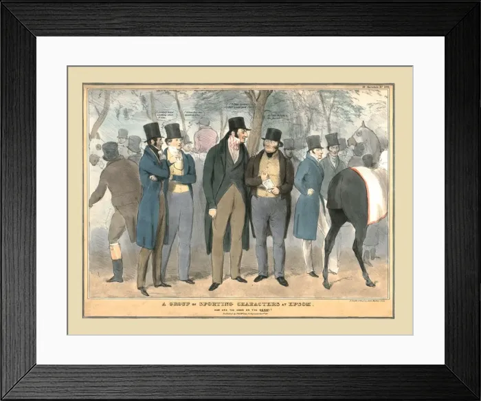 Framed Print : A Group of Sporting Characters at Epsom, c1832. Creator: Unknown Framed Print : A Group of Sporting Characters at Epsom, c1832. Creator: Unknown