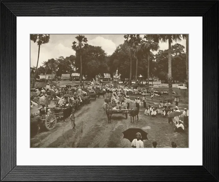 Framed Print : Burmese Funeral. - Procession of Carts with Offerings, 1900. Creator: Unknown