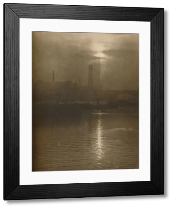 Framed Print : Mists of a London Evening on the Surrey Shore By Waterloo Bridge, c1935. Creator: Huson Framed Print : Mists of a London Evening on the Surrey Shore By Waterloo Bridge, c1935. Creator: Huson