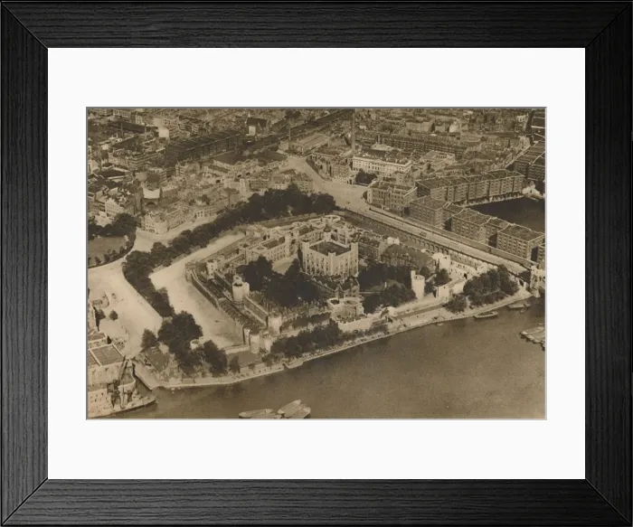 Framed Print : A View of His Fortress Unimagined By William The Conqueror: The Tower from the Air, c1935 Framed Print : A View of His Fortress Unimagined By William The Conqueror: The Tower from the Air, c1935