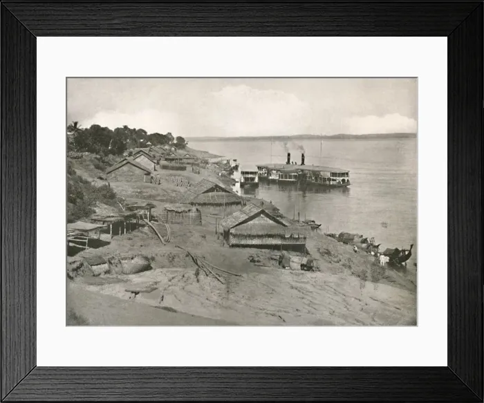 Framed Print : Bhamo - Irrawaddy Flotilla Mail Steamer at the Ghat, 1900. Creator: Unknown Framed Print : Bhamo - Irrawaddy Flotilla Mail Steamer at the Ghat, 1900. Creator: Unknown