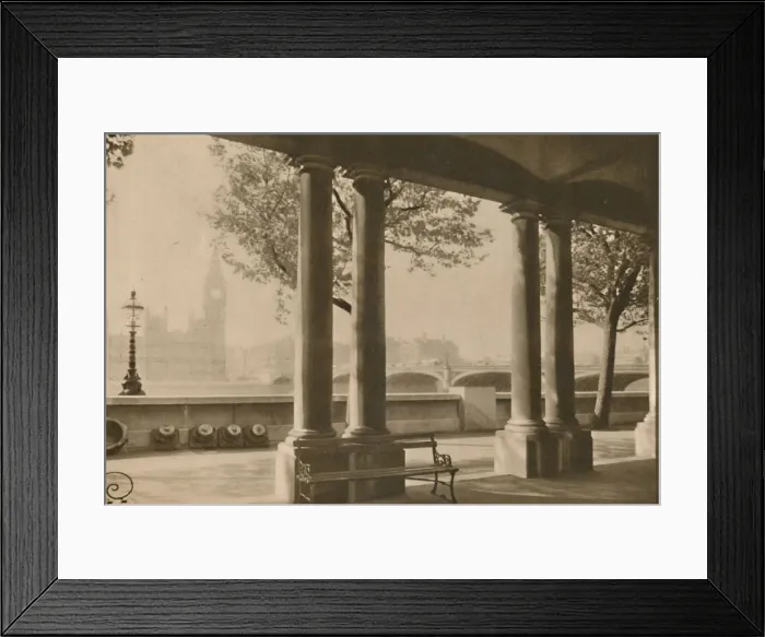 Framed Print : Westminster Bridge and Big Ben from the Terrace of St. Thomass Hospital, c1935 Framed Print : Westminster Bridge and Big Ben from the Terrace of St. Thomass Hospital, c1935