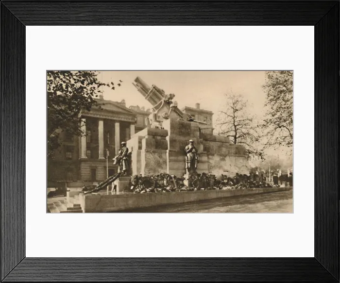 Framed Print : Representation in Stone of a 9-Inch Howitzer That Caused Great Controversy, c1935