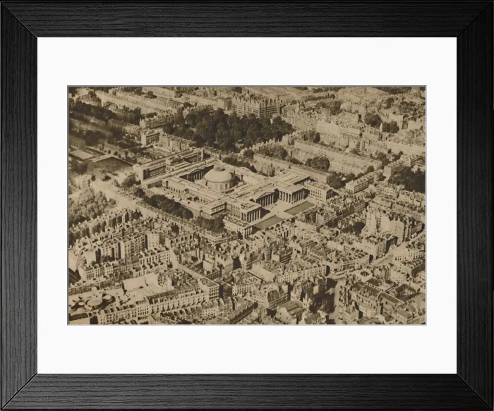 Framed Print : Novel View of the British Museum Surrounded By The Massed Trees of Bloomsbury, c1935 Framed Print : Novel View of the British Museum Surrounded By The Massed Trees of Bloomsbury, c1935