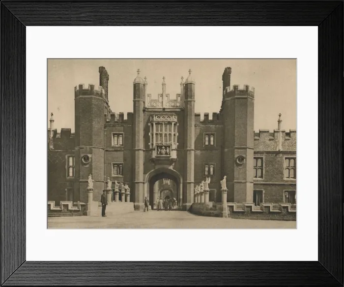 Framed Print : Wolseys West Facade of Hampton Court Palace and the Disinterred Bridge, c1935 Framed Print : Wolseys West Facade of Hampton Court Palace and the Disinterred Bridge, c1935