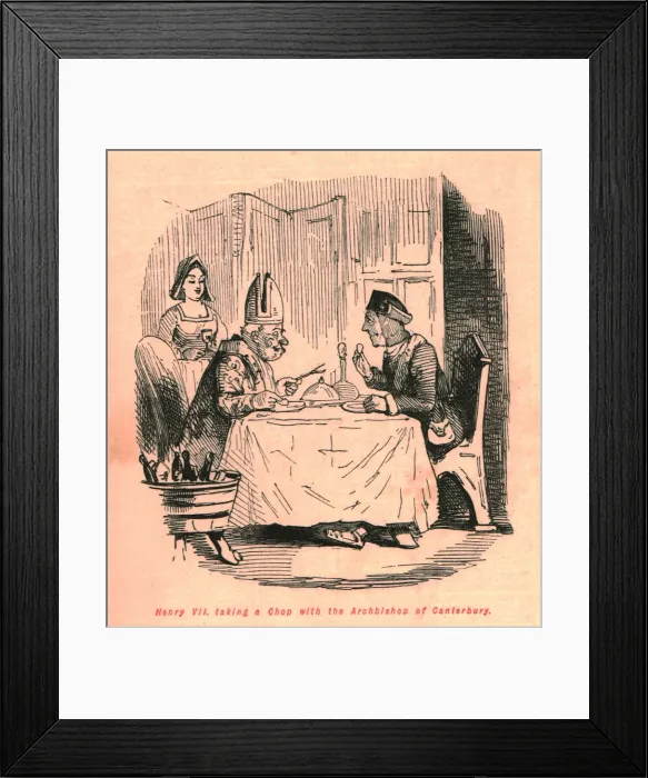 Framed Print : Henry VII taking a chop with the Archbishop of Canterbury, 1897. Creator: John Leech Framed Print : Henry VII taking a chop with the Archbishop of Canterbury, 1897. Creator: John Leech