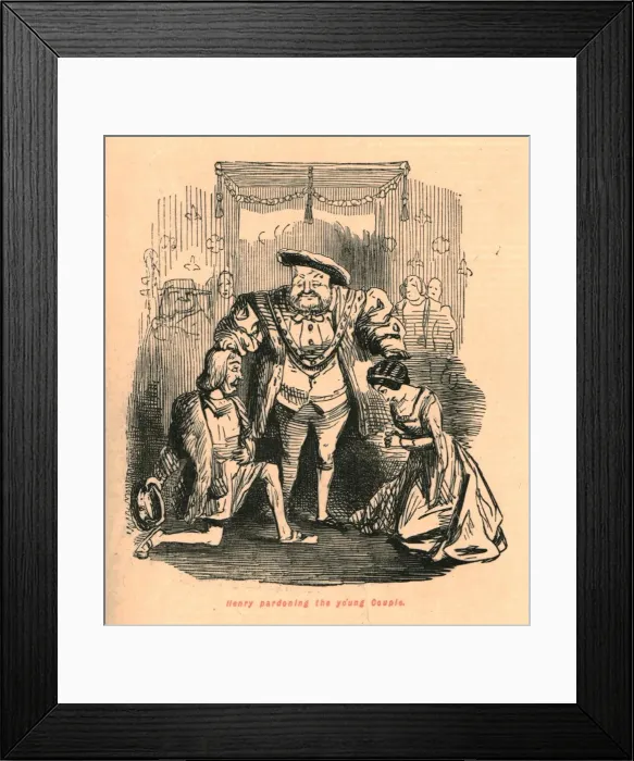 Framed Print : Henry pardoning the yo ung Couple, 1897. Creator: John Leech Framed Print : Henry pardoning the yo ung Couple, 1897. Creator: John Leech