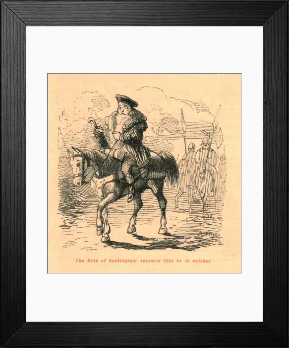 Framed Print : The Duke of Buckingham suspects that he is watched, 1897. Creator: John Leech Framed Print : The Duke of Buckingham suspects that he is watched, 1897. Creator: John Leech