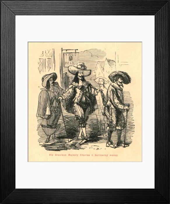 Framed Print : His Gracious Majesty Charles I, borrowing money, 1897. Creator: John Leech Framed Print : His Gracious Majesty Charles I, borrowing money, 1897. Creator: John Leech