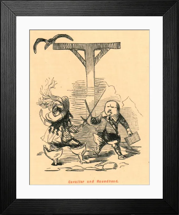 Framed Print : Cavalier and Roundhead, 1897. Creator: John Leech Framed Print : Cavalier and Roundhead, 1897. Creator: John Leech