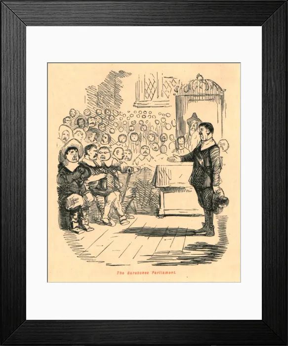Framed Print : The Barebones Parliament, 1897. Creator: John Leech Framed Print : The Barebones Parliament, 1897. Creator: John Leech