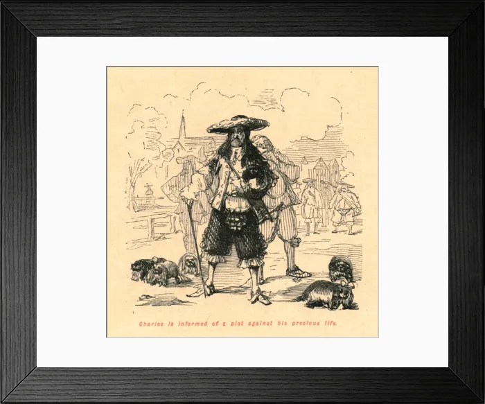 Framed Print : Charles is informed of a plot against his precious life, 1897. Creator: John Leech Framed Print : Charles is informed of a plot against his precious life, 1897. Creator: John Leech