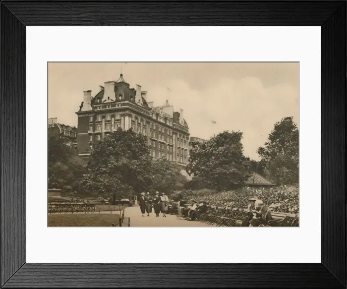 Framed Print : Villiers Street Section of the Victoria Garden and a View of the Cecil Hotel, c1935 Framed Print : Villiers Street Section of the Victoria Garden and a View of the Cecil Hotel, c1935