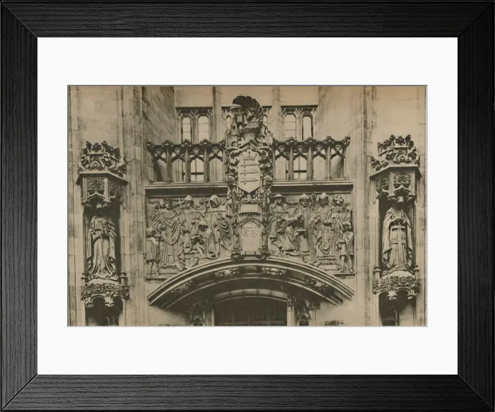 Framed Print : Carving in Stone Beneath the Middlesex Coat of Arms at the Guildhall, Westminster, c1935 Framed Print : Carving in Stone Beneath the Middlesex Coat of Arms at the Guildhall, Westminster, c1935