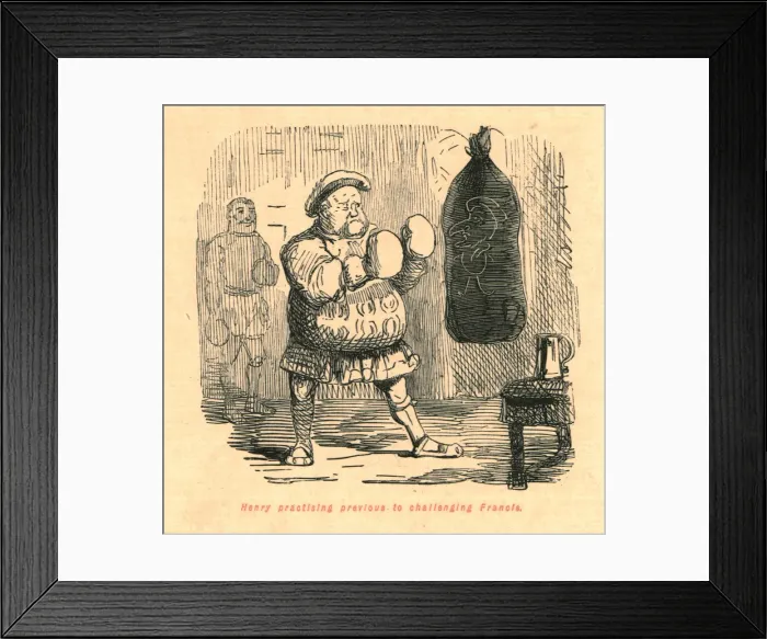 Framed Print : Henry practising previous to challenging Francis, 1897. Creator: John Leech Framed Print : Henry practising previous to challenging Francis, 1897. Creator: John Leech