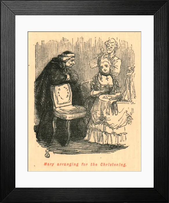 Framed Print : Mary arranging for the Christening, 1897. Creator: John Leech Framed Print : Mary arranging for the Christening, 1897. Creator: John Leech